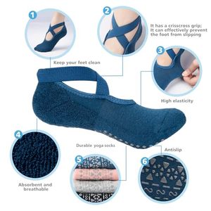 Chaussettes de yoga en coton personnalisées en gros pour le yoga et le Pilates, chaussettes antidérapantes en coton pour femmes et hommes - Product Image 2