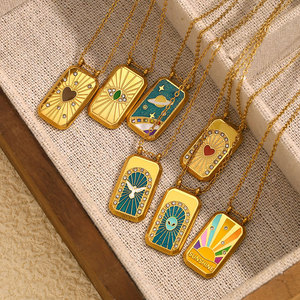สร้อยคอจี้ไพ่ทาโรต์เคลือบทอง 14k 18k PVD บนฐานสแตนเลส 316L กันน้ำ ไม่หมอง ทันสมัย สำหรับผู้หญิง - Product Image 1