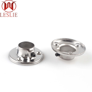 Leslie Wardrobe Round Tube Flange Seat <b>Chrome</b> Plated Iron Wall Mount Clothes Rod Holder Non Detachable Thickening - Product Image 3
