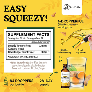 Gotas Líquidas de Cúrcuma con Pimienta Negra en Oferta, Refuerzan el Sistema Inmunológico y la Salud para Adultos, Líquido Oral para la Movilidad Articular - Product Image 2