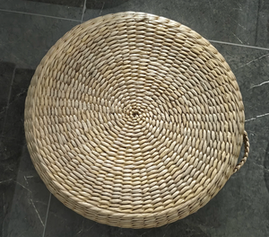 Cojín de paja natural tejido a mano Viet Green Craft, puf otomano para el suelo, tapete de yoga y meditación, decoración boho ecológica para el hogar - Product Image 6