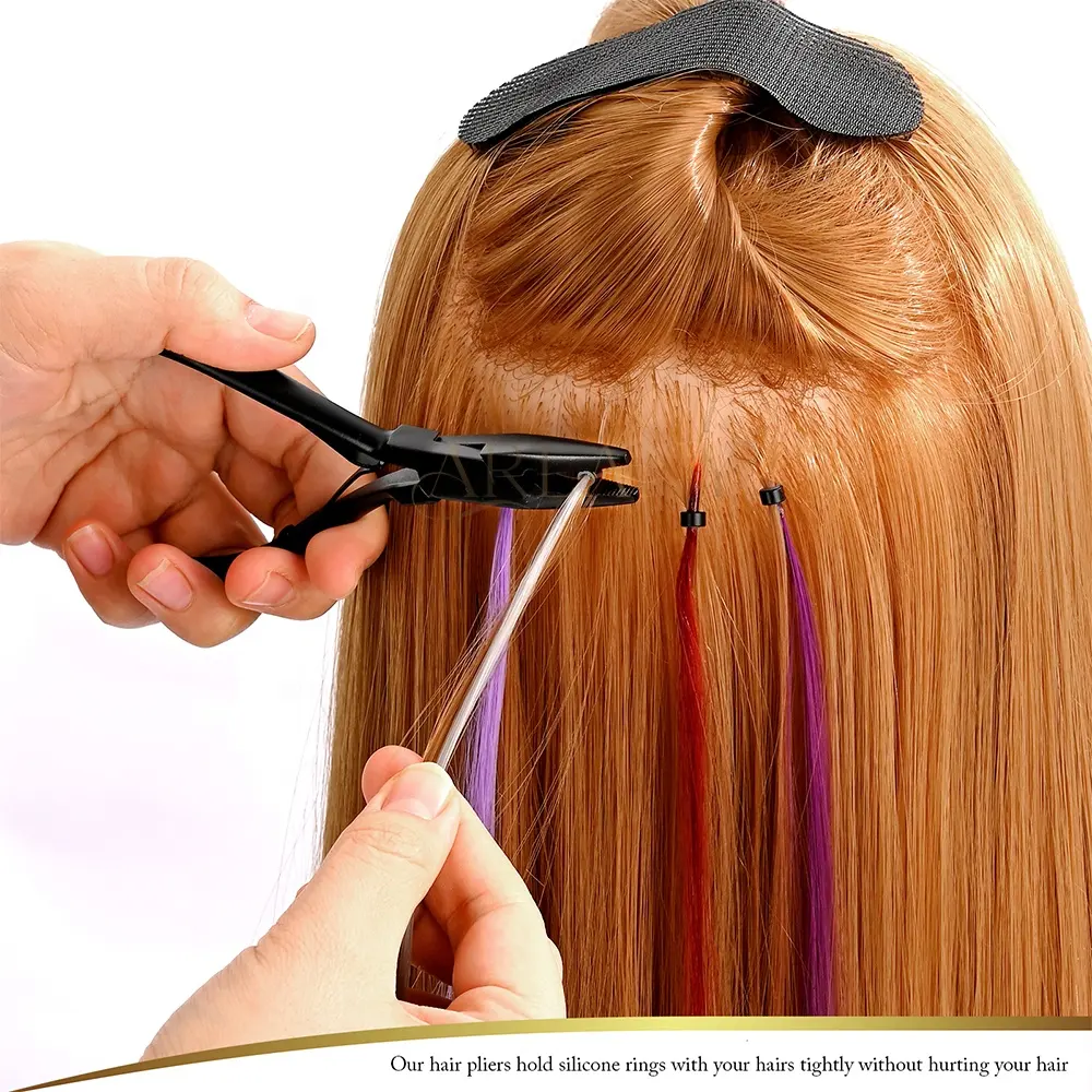 आर्ली कस्टम लोगो 1000 पीसी प्री-लोडेड माइक्रो रिंग्स लिंक सिलिकॉन लाइन सूक्ष्म रिंग beads i मानव बाल विस्तार उपकरण