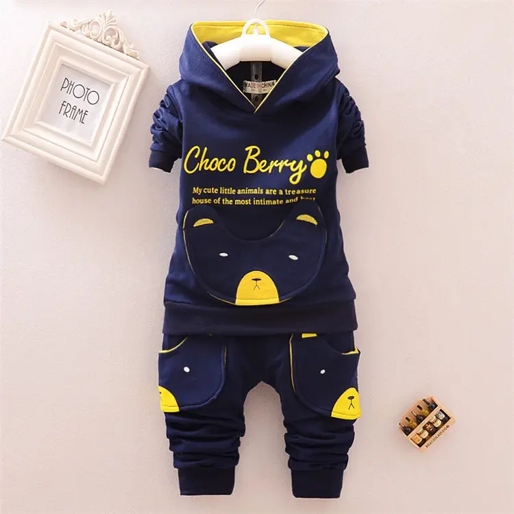 Abbigliamento per neonati felpa con cappuccio Set cappotto a maniche lunghe con pantaloni Casual bambini primavera autunno completi a due pezzi abbigliamento per bambini abbigliamento per ragazzi