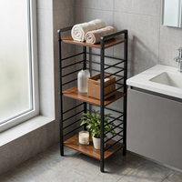 Scaffale Multiuso a 3 Ripiani, Libreria Industriale, Porta Piante, Unità di Stoccaggio in Metallo e Legno per Camera da Letto e Soggiorno