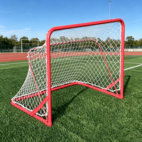 But de football miniature réglable en métal rouge, robuste et mobile, pour enfants, entraînement en extérieur et sur la plage