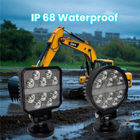Lampe de travail LED super lumineuse pour engins lourds, étanche IP67, 40W, carrée, 5 pouces, en aluminium, pour l'ingénierie extérieure
