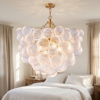 TSINYE Boule à bulles Globe en verre tourbillonné Luminaire rond tourbillonné en verre soufflé clair Globe nervuré Éclairage décoratif