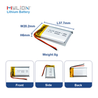 Batterie au lithium-polymère ultra mince personnalisable en usine 3.7v 400mAh Batteries au lithium-ion personnalisées à 303048 poches pour lunettes intelligentes