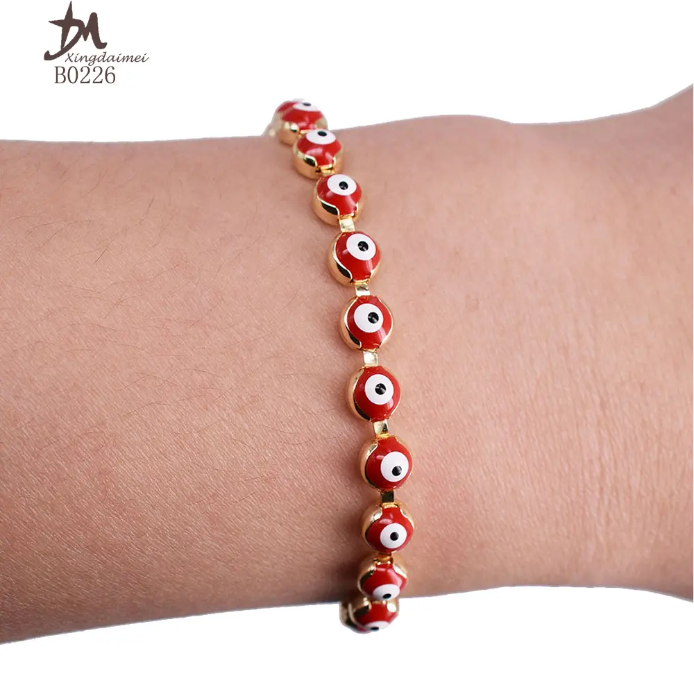 B0226 Wholesale latest design bracelet bangle high quality 18K Real Gold plated Red eyes eye bracelet