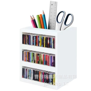 Wooden Mini Bookshelf 3 Floors Rectangle <b>Desktop</b> Organizer Office Storage <b>Shelf</b> - Product Image 2