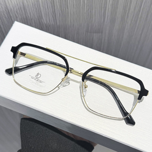 Gafas Ópticas Metálicas Cuadradas de Media Montura con Forma de Diamante Clásica, Grandes, Anti Luz Azul para Computadora, Ligeras y Resistentes - Product Image 3