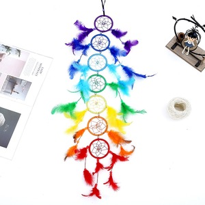 Nouveau <span class=keywords><strong>attrape</strong></span>-anneau rond arc-<span class=keywords><strong>en</strong></span>-ciel avec lumière <span class=keywords><strong>pour</strong></span> chambre décor à la maison coloré plume <span class=keywords><strong>attrape</strong></span>-rêves artisanat fait à la main suspendus - Product Image 2