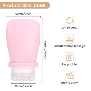 Kit de flacons de voyage en silicone pour avion, personnalisé, 4 en 1, 60 ml, flacons de voyage portables à presser, ensemble de kits de flacons de voyage 90 ml pour articles de toilette - Product Image 3