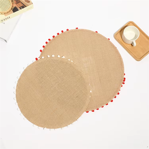 بيع بالجملة من المصنع رخيصة طبيعية جوت مضفر مفرش مع حافة بومبوم حافة هدب ماء جوت حفل زفاف عيد الميلاد الديكور - Product Image 5