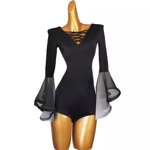 Nouvelle Arrivée Combinaison de Danse Moderne Imprimée à Manches Cloche Fluides, Ceinturée, pour Danse de Salon Standard et Latine, en Spandex/Nylon - Product Image 1