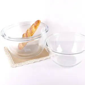 5L Big Size Round Microwave Oven Safe Food Grade Glass Mixing Bowl