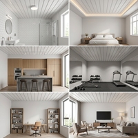 Paneles de Techo de PVC Modernos de Alto Brillo, Decoración Lineal Impermeable para Baño y Cocina