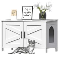 Meuble pour chat et litière avec séparateur amovible, facile à nettoyer, 80x53x50cm, blanc PCL002W01