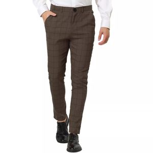 Pantalon de Costume Classique pour Homme, Carreaux Imprimés, Coupe Ajustée, Boutonné sur le Devant, d'Affaires avec Poches - Product Image 4