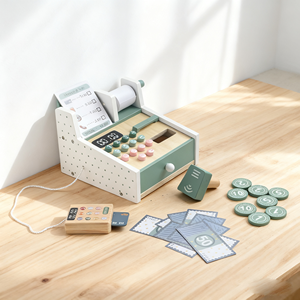 Nuevo diseño de Aprendizaje Temprano casa de juegos juguete de madera venta caliente simulación multifuncional supermercado caja registradora para niños - Product Image 6