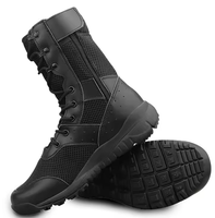 Bottes tactiques en cuir légères et respirantes à tige haute avec une semelle confortable et souple.
