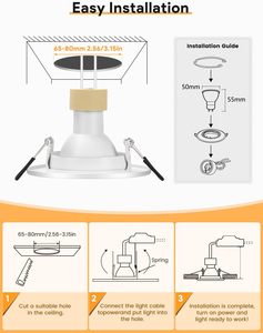 ไฟสปอตไลท์ LED แบบฝัง ดีไซน์มินิมอล ตัวเรือนอะลูมิเนียมอัลลอยด์ สีขาวด้าน ระดับ IP20 แรงดันไฟฟ้า 220V AC ติดตั้งแบบฝัง - Product Image 3