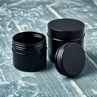 En stock 50 60 80 100 120 140 150 200 250 500 ml Pot cosmétique vide en plastique PET noir pour crème contenants d'emballage cosmétique