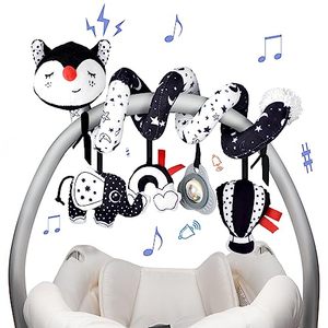 Noir blanc <span class=keywords><strong>poussette</strong></span> bébé <span class=keywords><strong>spirale</strong></span> en peluche activité <span class=keywords><strong>jouet</strong></span> siège de voiture jouets nouveau-né sensoriel suspendu hochet jouets pour berceau Mobile - Product Image 3