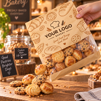 Sac à pain en papier kraft recyclable imprimé sur mesure avec lien métallique et fenêtre transparente pour l'emballage alimentaire