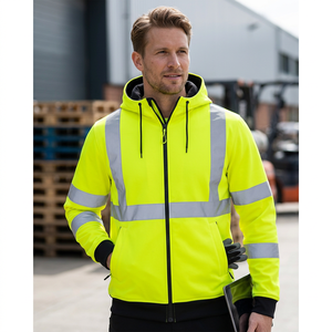 Sudadera de Trabajo Reflectante Amarilla de Alta Visibilidad para Hombre, Chaqueta de Seguridad con Capucha y Cierre Frontal - Product Image 1