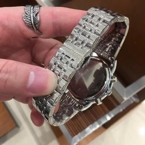 Montre classique pour homme à 6 aiguilles, chronographe à quartz, bracelet en acier inoxydable argenté avec fenêtre de calendrier, étanche, montre décontractée pour affaires - Product Image 5