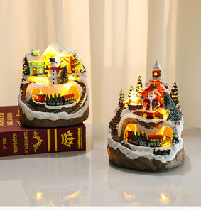 Dropshipping Shopify Musical Rotating Resin Christmas <b>Tree</b> Decor With <b>Light</b> <b>Up</b> Function Holiday Gift Ornament - Product Image 2