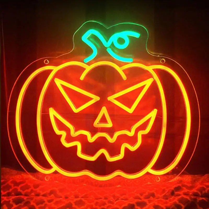 Bí Ngô Halloween Neon dấu hiệu cho trang trí tường nhà bên