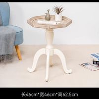 Table basse de salon de style antique industriel, en bois massif, avec pieds blancs, table basse ronde vintage en bois vieilli