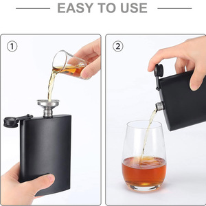 Botol Minuman Keras (Hip Flask) Mini Stainless Steel 8oz Berkualitas Tinggi, Anti Bocor, Tahan Karat, dengan Logo Kustom Warna Hitam Matte - Product Image 1