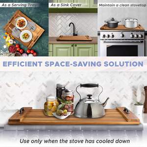 Planche à nouilles sculptée à la main tendance et personnalisée, couvre-poêle en bois d'acacia fait à la main, couvre-poêle - Product Image 5