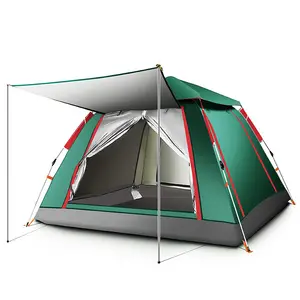 Tente de camping étanche à la pluie pour 3 à 5 personnes, portable, entièrement automatique, nouvelle marque, protection solaire en caoutchouc noir, tente de camping en plein air