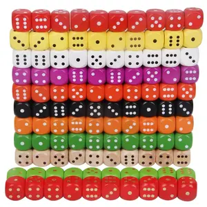 定制木制骰子批发标准16毫米木制彩色骰子游戏用点子