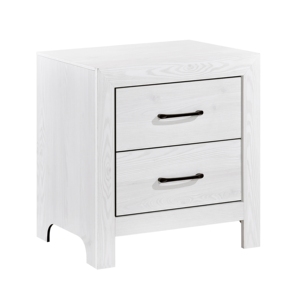 Modern White Finish 1pc Nightstand 2 <b>Drawers</b> Black Hardware Wooden Bedroom Furniture - Product Image 3