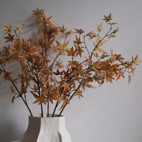 Bunga Maple oranye buatan tangan, dekorasi ornamen bunga buatan untuk rumah pernikahan bunga sutra unik