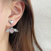 Boucles d'oreilles aile d'ange pour femmes Sweet Cool Girl Y2K Jewelry Love Heart Drop Earrings