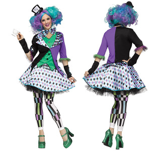 knee length dresses for ladies Women Joker Costume Striped Purple Uniform Party Outfit Femal Joker Ha   Sun Baby