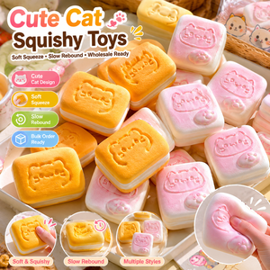 Cute <b>Cat</b> <b>Squishy</b> Toys Soft Squeeze Slow Rising Stress Relief Toy Biscuit Cloud Cake Style for Wholesale - Product Image 2