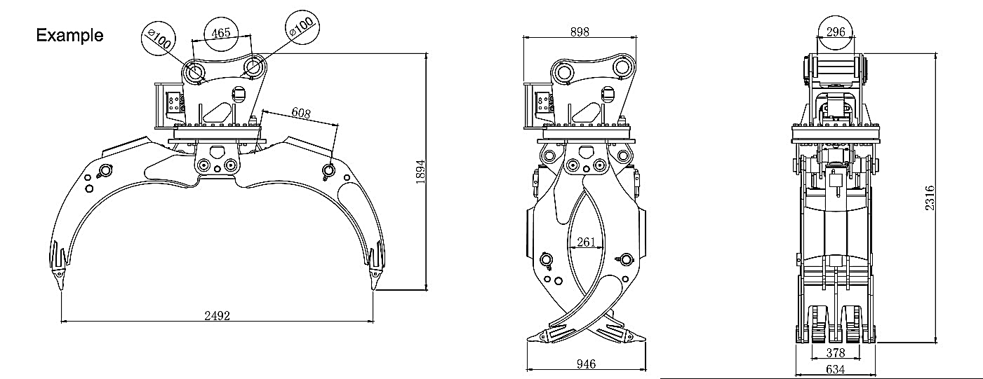 Excavator Hydraulic Swivel Log Grapple Set for 20 Ton Excavator