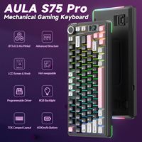 Keyboard Mekanik AULA S75 PRO Tiga Mode 80 Tombol Full Key Hot Swappable untuk Gaming dengan Layar TFT
