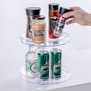 Wholesale Round Plastic Clear Rotating Turntable Organization Storage Container Bins for Cabinet Pantry Fridge Kitchen Vanity