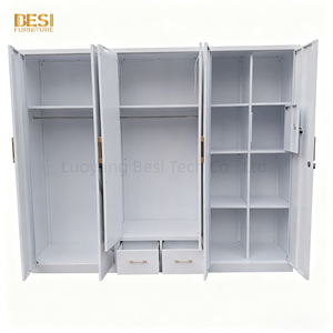 ตู้เสื้อผ้าเหล็ก 5 บาน สไตล์โมเดิร์น มินิมอล สำหรับห้องนอน เฟอร์นิเจอร์โรงแรม ตู้เหล็กแขวนผ้า สำหรับใช้ในบ้าน - Product Image 4