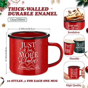 Ly cà phê kim loại tráng men cao cấp 12oz màu đỏ đen xanh lá cây tím, in logo thiết kế tùy chỉnh, viền thép không gỉ, dùng cho cắm trại - Product Image 3