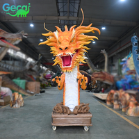 Dragon animatronique volant hautement réaliste, modèle de dragon chinois fait à la main pour aire de jeux, capable d'émettre de la fumée