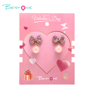 2025 etiqueta privada personalizada Día de San Valentín linda chica colorido Rhinestone perla colgante pendientes listos para enviar - Product Image 2